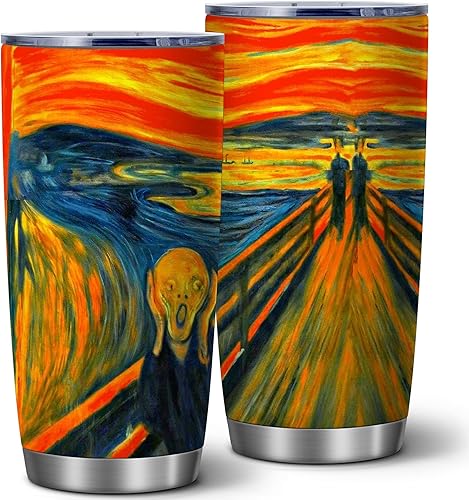 Miniatura 1 de Regalo de reproducción de pinturas famosas de 20 onzas, taza de viaje para mujeres y hombres, regalo de cumpleaños para pintores, regalo para