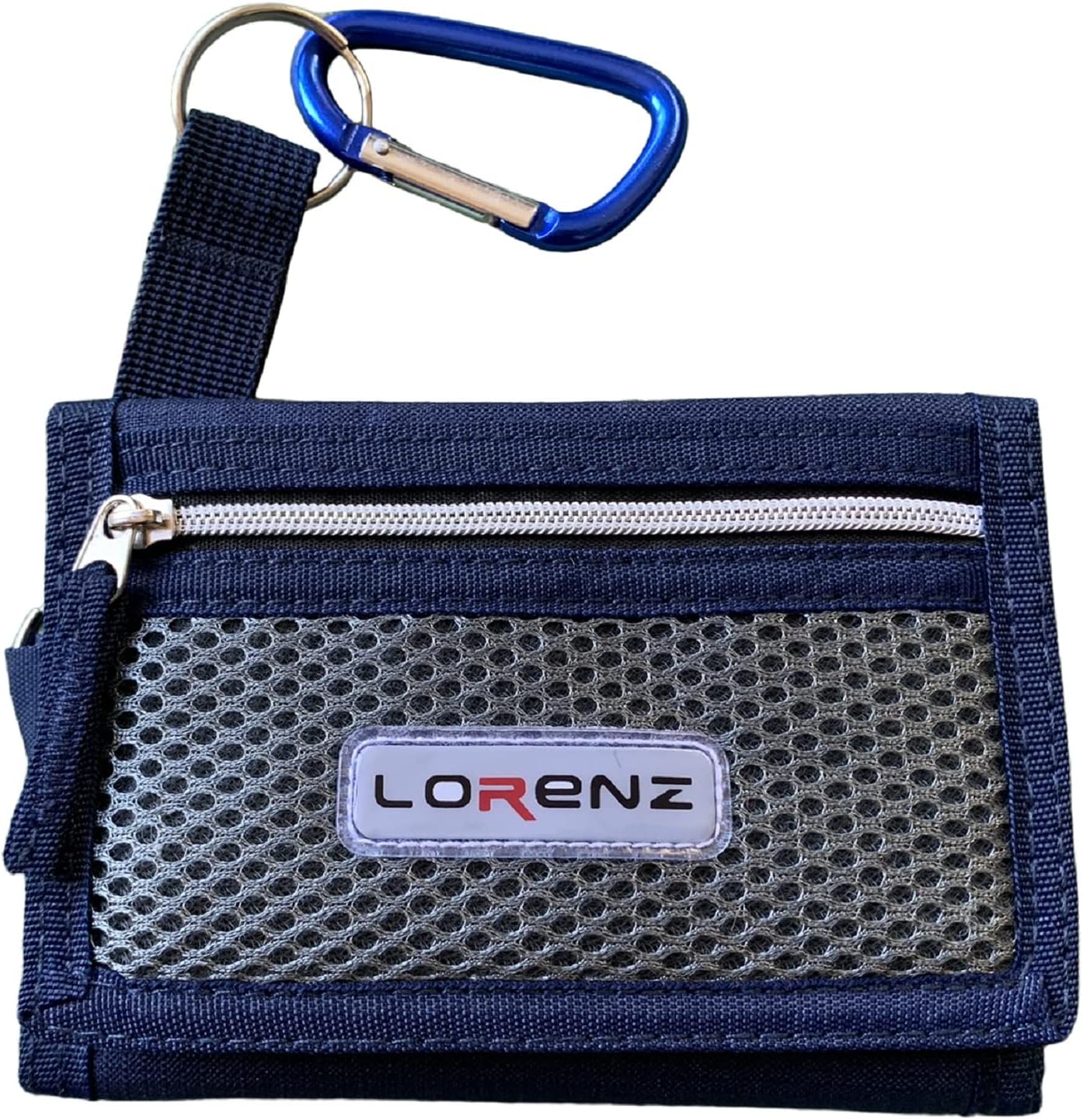 Lorenz Mens Slim Canvas Sports Wallet with Belt Hook - Navy Blue