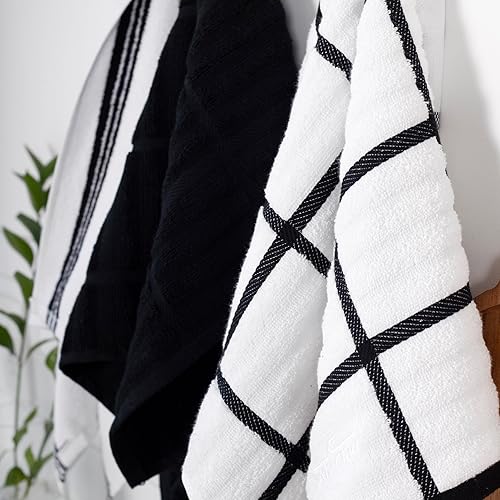 Miniatura 5 de All-Clad Toallas de cocina 100% algodón sólido y a cuadros, 17 x 30 pulgadas, altamente absorbentes, súper suaves, de larga duración, cristalería de