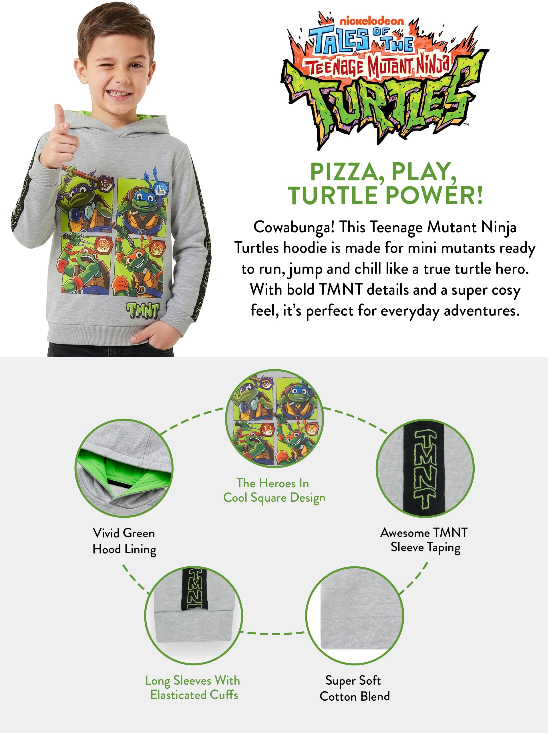 Teenage Mutant Ninja Turtles Felpa Ragazzi | Felpa Bambino con Leonardo, Donatello, Raphael e Michelangelo | Taglie da 5 a 13 Anni | Merchandise Ufficiale TMNT
