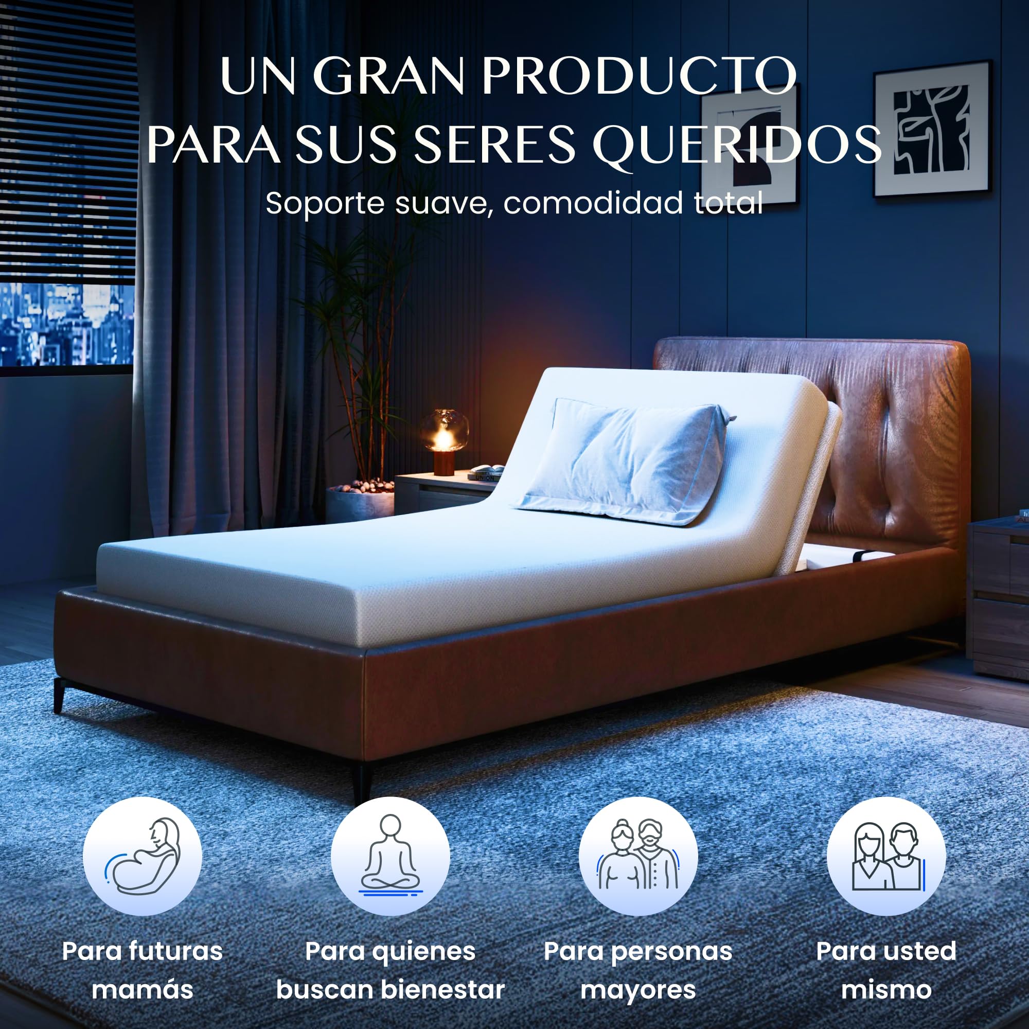 FLEXISPOT Somier Eléctrico Ajustable 0-60°, Motor Potente y Silencioso, Carga Máx. 90 kg, Estructura de Acero Estable con Barra Antideslizante para Colchón, Ideal para Dormitorio y Descanso en Casa