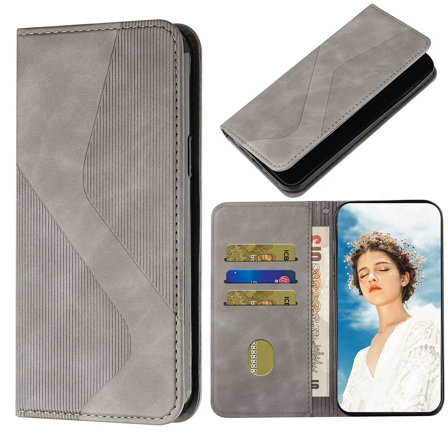 Custodia e Cover per Motorola Moto E6 Play,Custodia a Portafoglio in Pelle con Supporto per Motorola Moto E6 Play,Un Gran Numero di Slot per schede, Custodia con Slot per schede