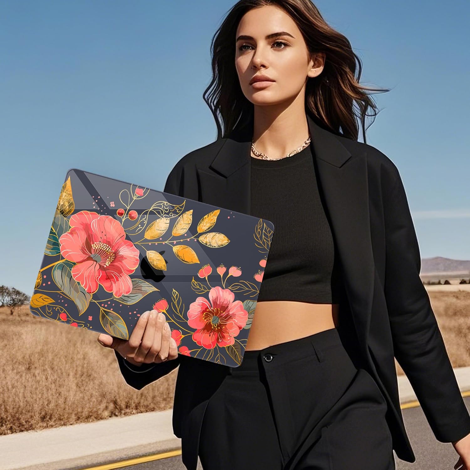 Mektron Compatible with M4 MacBook Air 15 inch Case 2025 A3241 2024 2023 M3 A3114 A2941 M2 Liquid Retina Display Touch ID, Plastic Hard Case & Keyboard Skin & Screen Protector - Floral C339 - Image 4