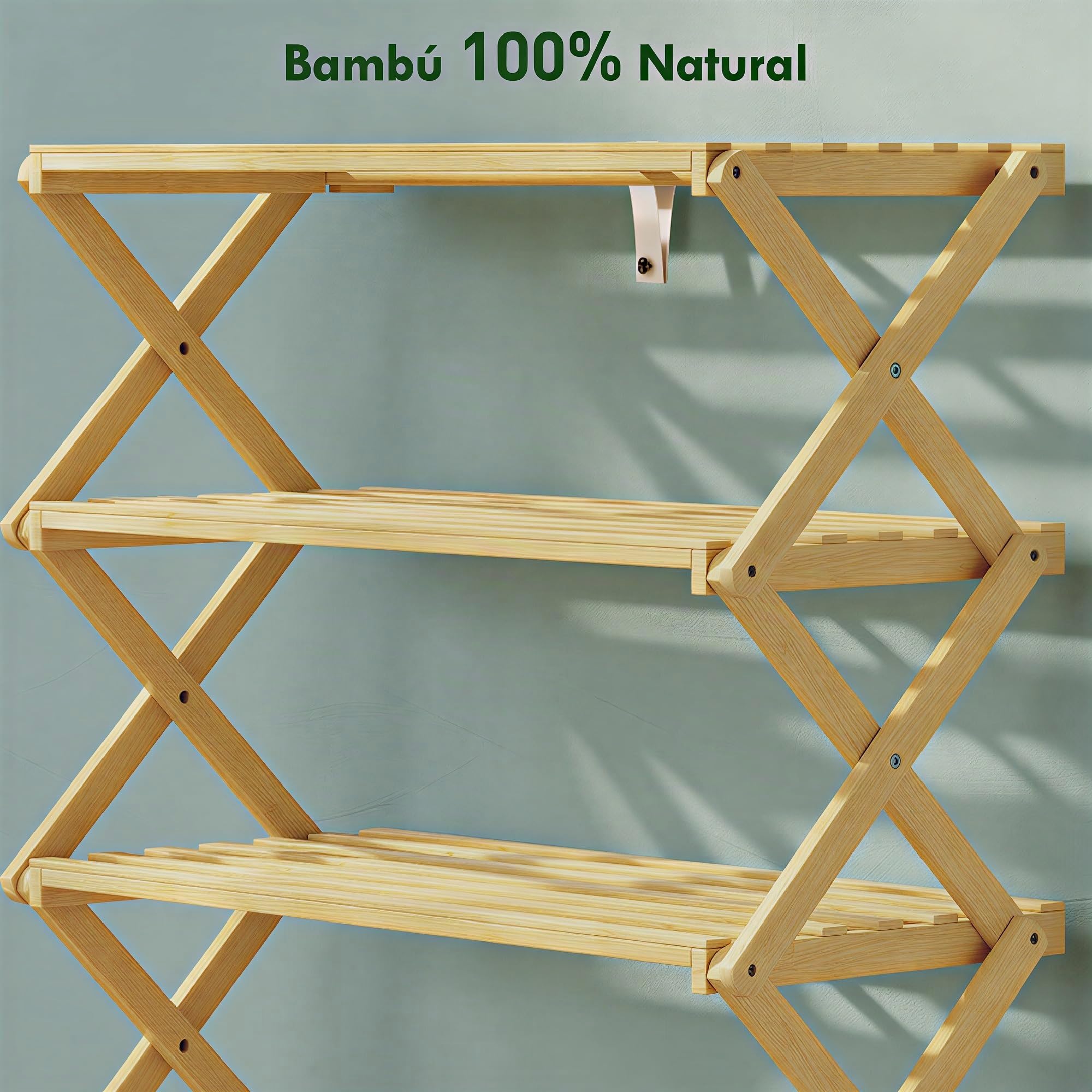 HOMCOM Zapatero Estrecho de Bambú, 5 Niveles, Sin Instalación, Natural | Zapatero Vertical Plegable, Estantería para Zapatos, Entrada, Pasillo, Dormitorio