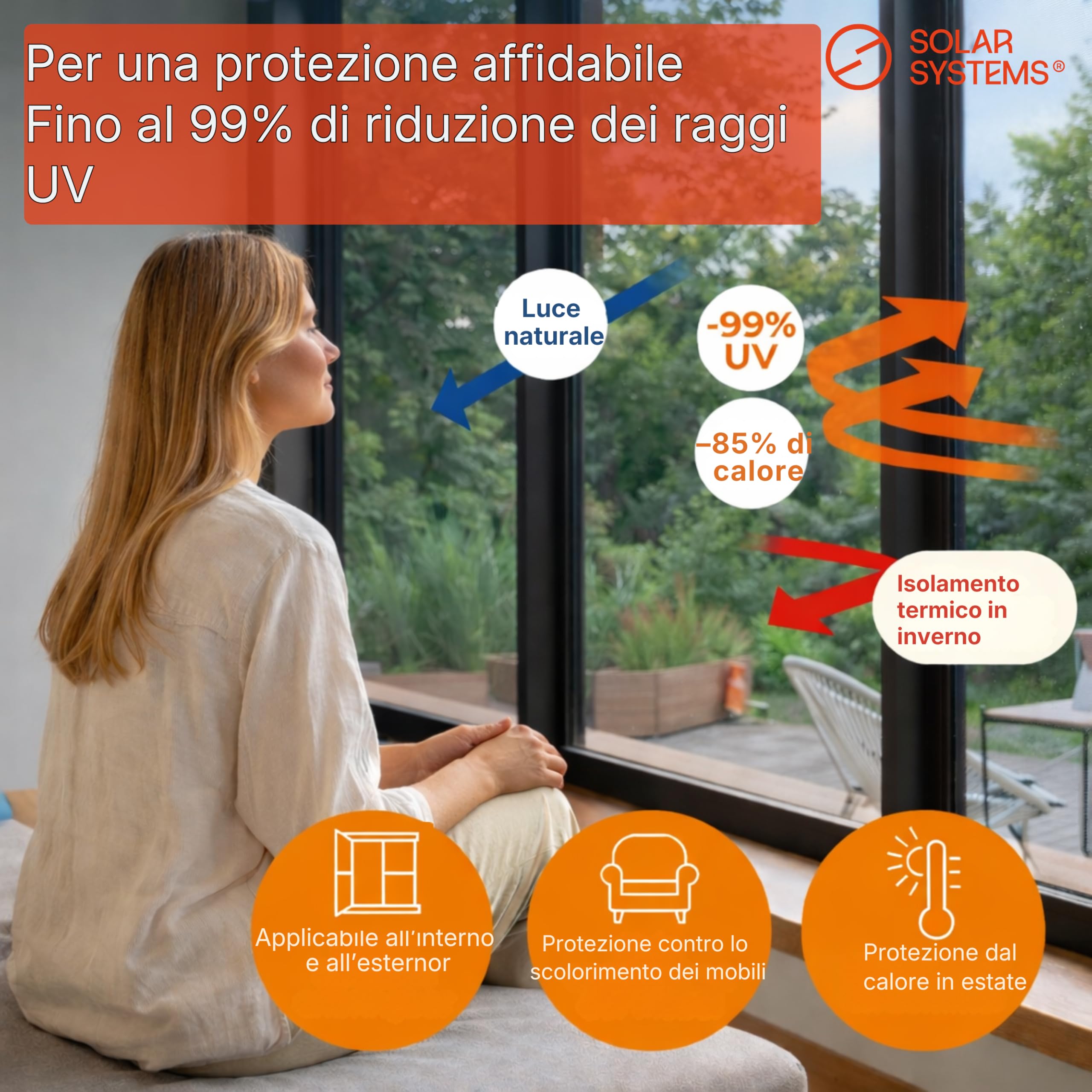 Solar Systems Pellicola per finestre per l'isolamento termico con kit di montaggio - Pellicola solare anti-UV per uso esterno - Pellicola argentata a specchio Autoadesiva 152 x 200