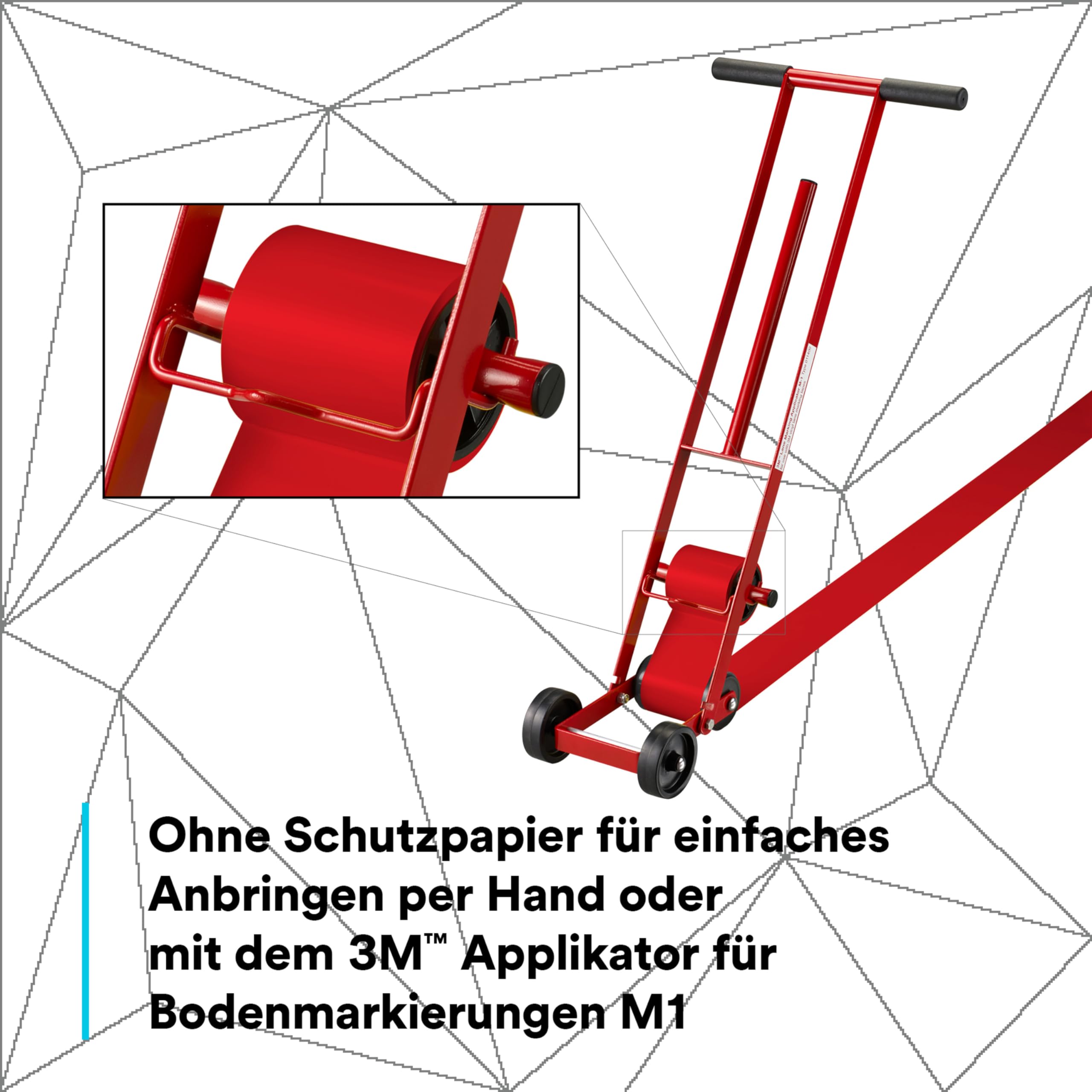3M Langlebiges Bodenmarkierungsband 971, Rot, 50.8 mm x 32.9 m, 0.43 mm, Einzeln verpackt zur bequemen Entnahme