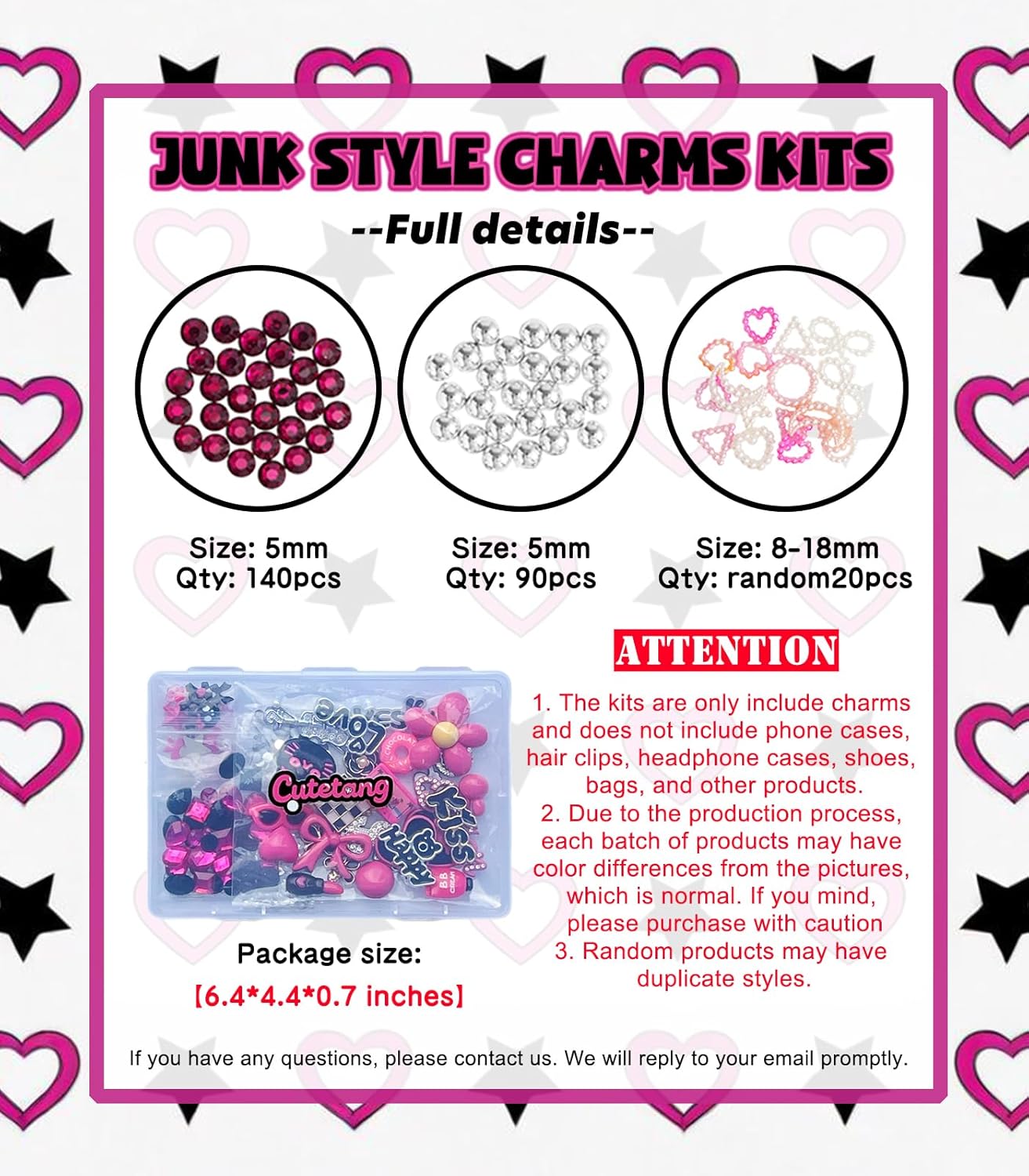 70 Styles Junk Charms Kit for Phone Case, Hair Pins Ties, Beach Bags, Clog Sandals, Customizing With Cute Bow, Synthetic Pearls, Rhinestones, Pink Resin Accessories for DIY Personalization Crafts - Image 3