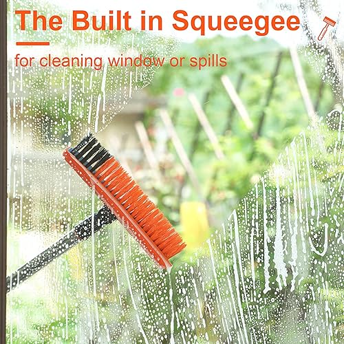Miniatura 7 de Cepillo de limpieza 2 en 1 con mango largo de 57.8 pulgadas, limpiador de lechada de azulejos de ducha giratorio de 120, cepillo de esquina en forma
