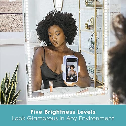 Miniatura 4 de Riki - Espejo de tocador alto con luces LED HD, iluminación remota y control de teléfono inteligente, vidrio avanzado de alto CRI, carga USB y