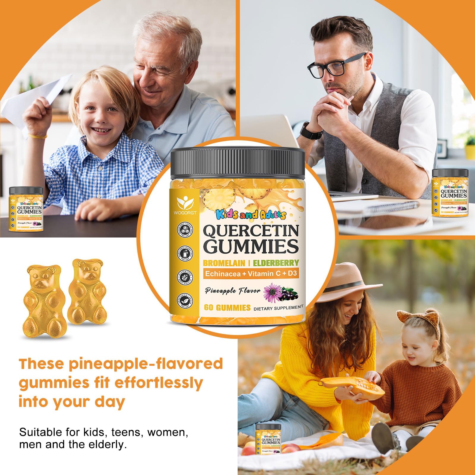 800mg Quercetin with Bromelain Gummies for Kids & Adults, Sugar Free, 60 Ct — Amazon image 5