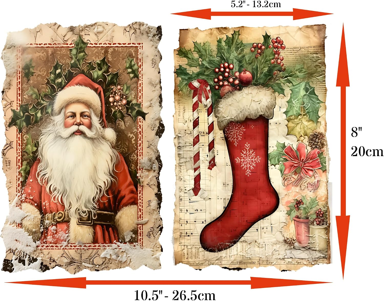 Vintage Christmas Rice Paper, 8" x 10.5" (6 Sheets) – 6X Decoupage Papers for Collage, Mixed Media, Card Making & Crafts, Decoupage by CRAFT KREATIVELY