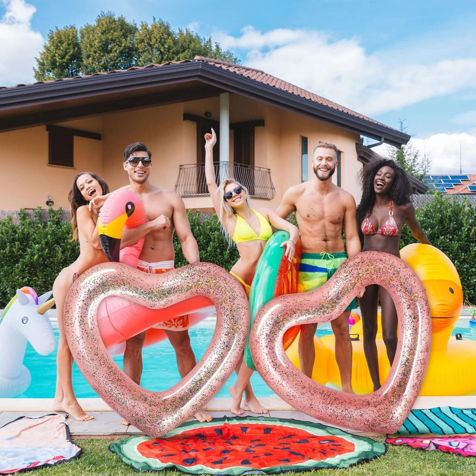 Flotteur De Piscine Cœur Gonflable – Tube Chaise Longue En PVC, Épais, Résistant, Capacité 120 Kg, Idéal Pour Adultes Et Ados