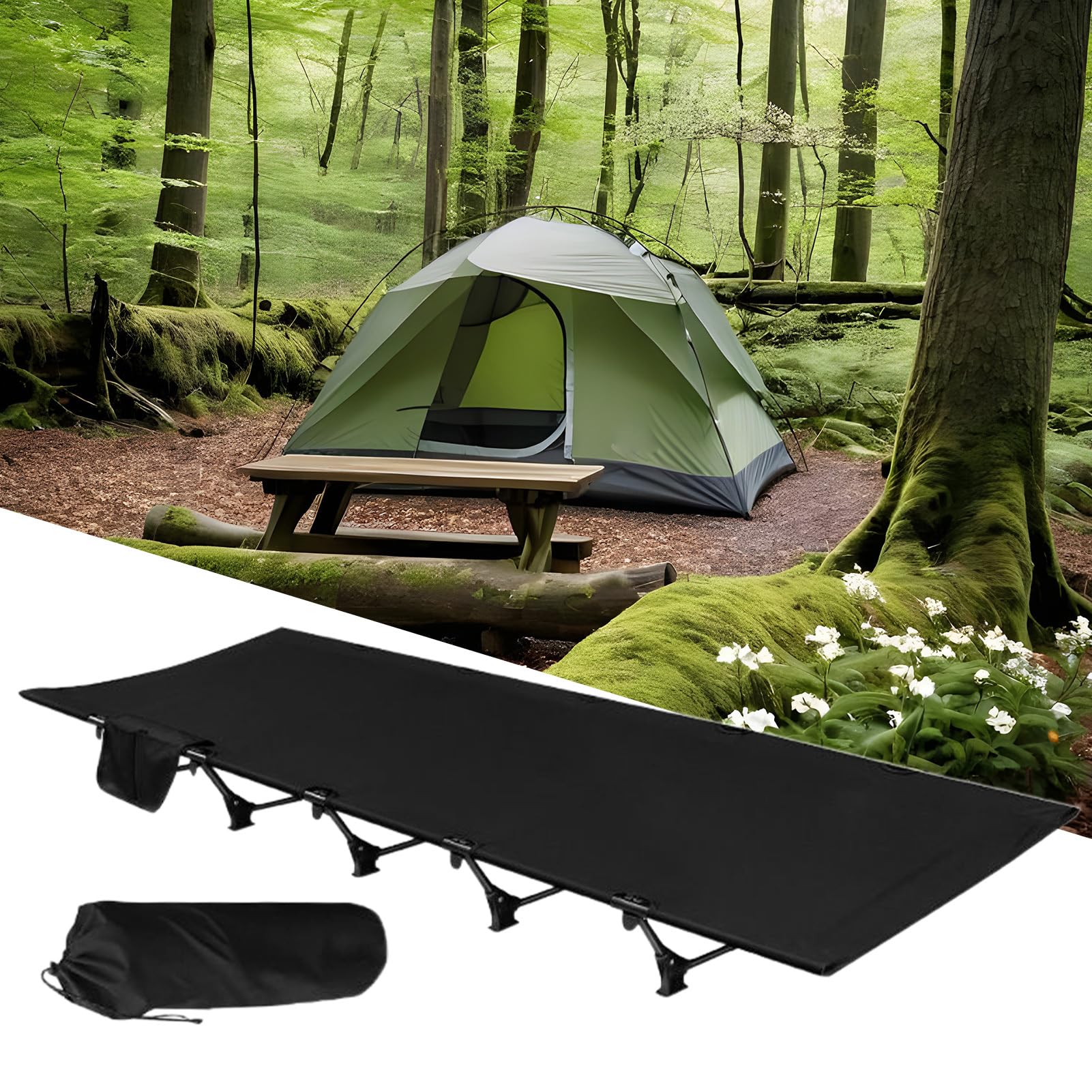 Camping cot - Portable Folding Outdoor Bed | Weight-Bearing Travel Cot Bed for Hiking Hunting Trips RV Beach Outings Guest Sleeping | Travel Cot Double Layer for Travel Lover