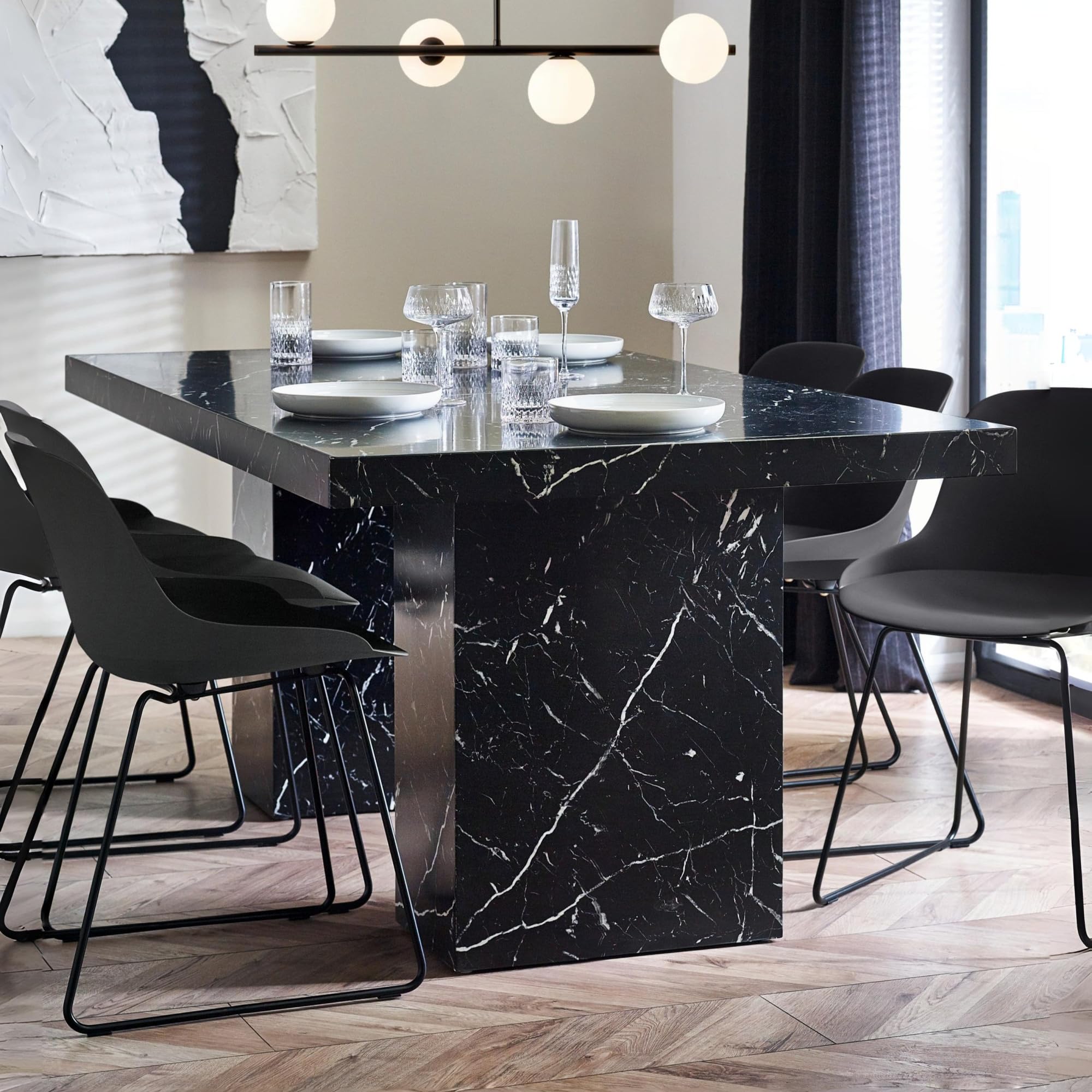Julian Bowen Rome 180cm Black Marble Effect Dining Table