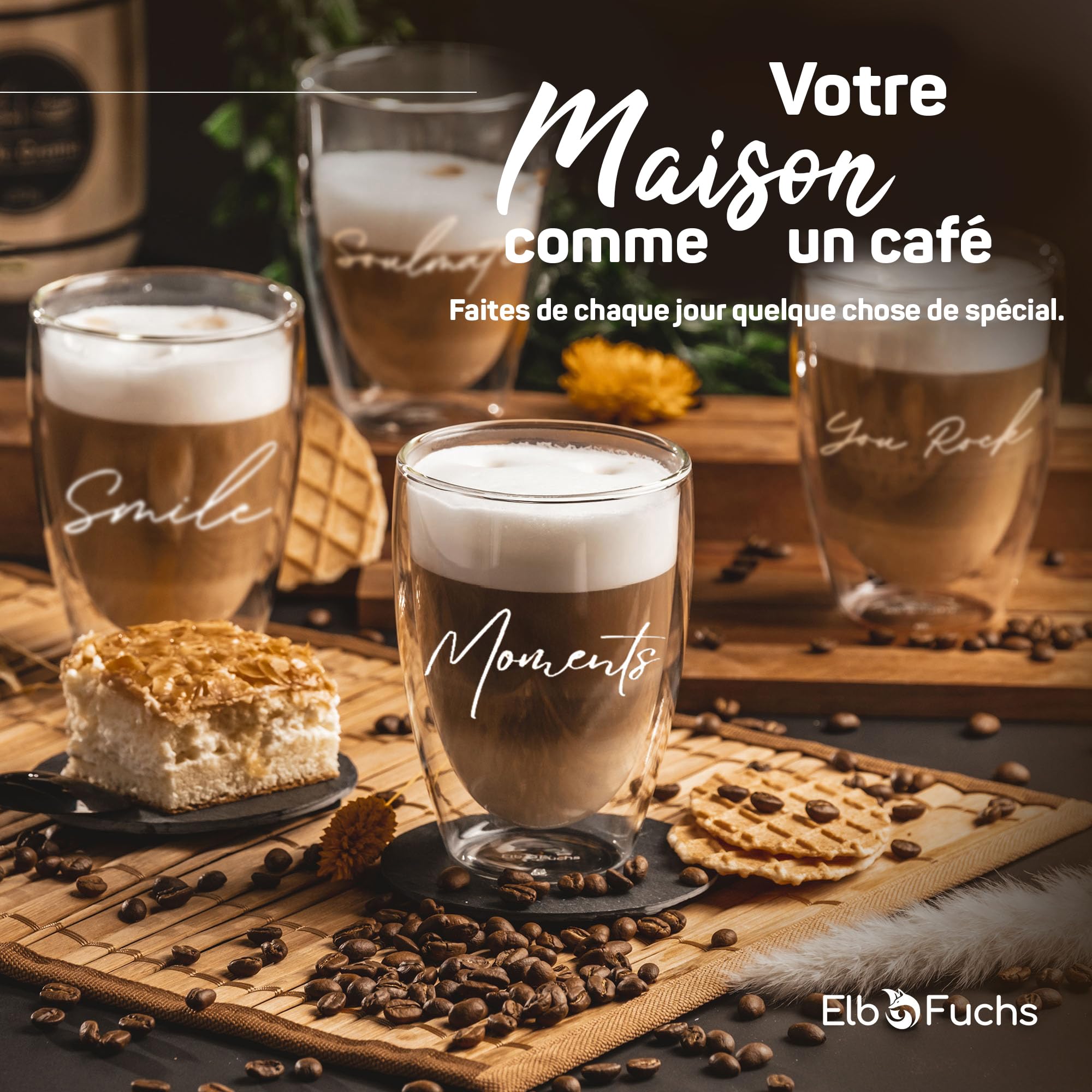 Verres à Latte Macchiato à Double Paroi - Set De 4 - 250 Ml - Verre