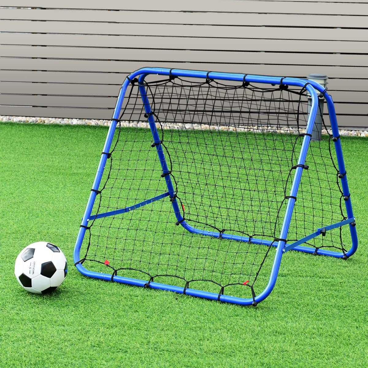 COSTWAY Rete da Rimbalzo Calcio Pieghevole con Angoli Regolabili