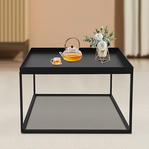 Miniatura 2 de Mesa auxiliar de metal estante de almacenamiento de 2 niveles de 232 pulgadas mesa auxiliar pequeña color negro mesita de noche antioxidante e