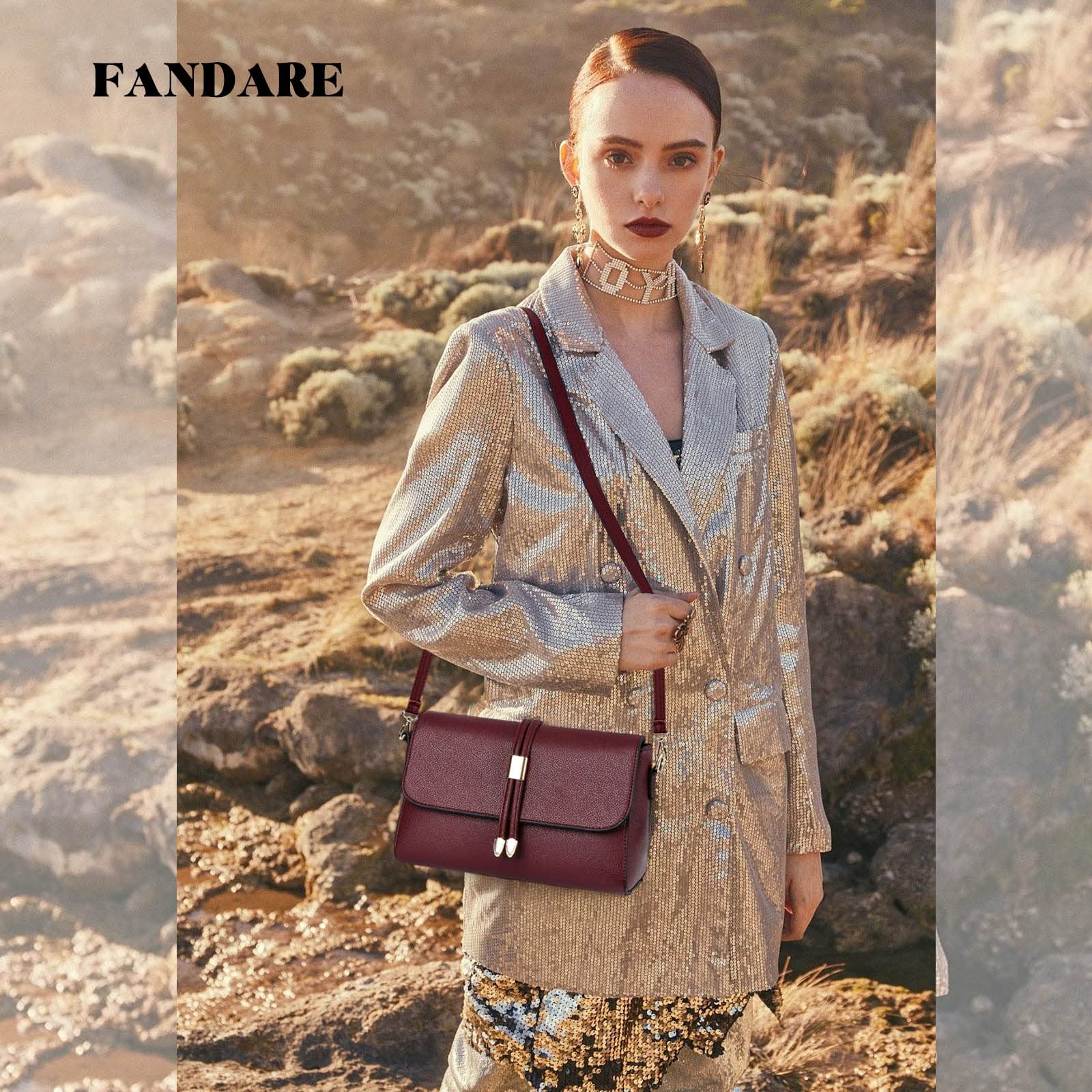 FANDARE Elegante Borsa a tracolla Spalla Borsa da Donna Borsa a Spalla Messenger Borse a Spalla Shopping Viaggio Sacchetto Messenger Crossbody Bag in Pelle PU