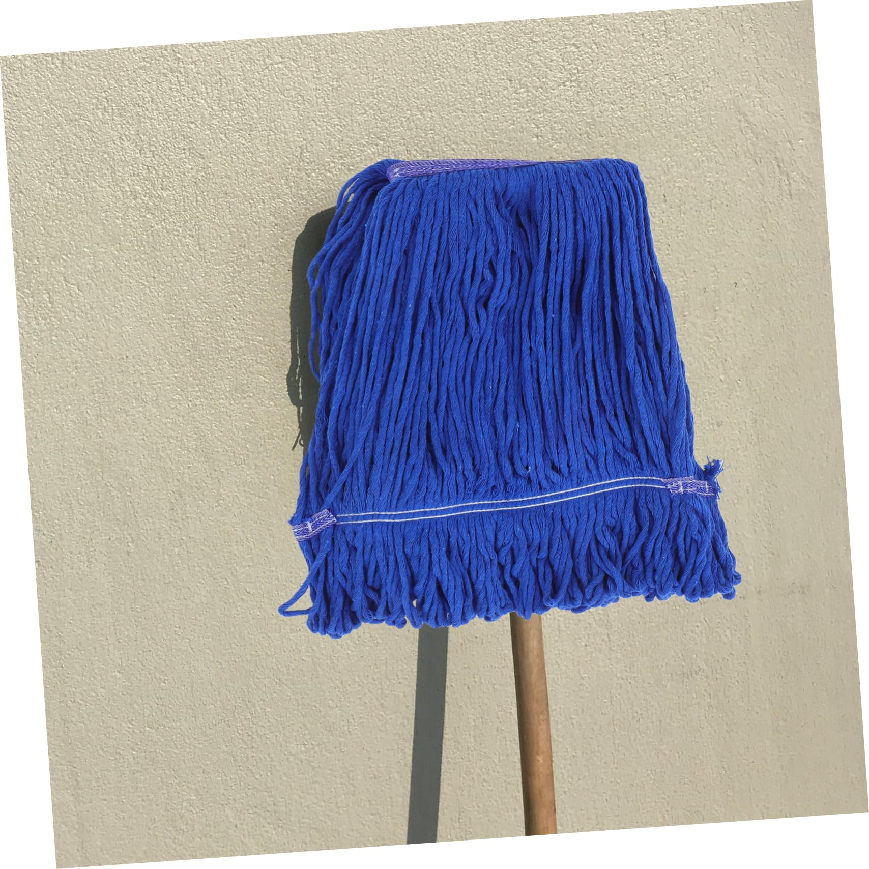 FRCOLOR Recambio de Mopa de Algodón Azul para Limpieza, Cabezal de Trapeador Industrial de Hilo Resistente, Paquete de 3 Piezas para Uso Residencial