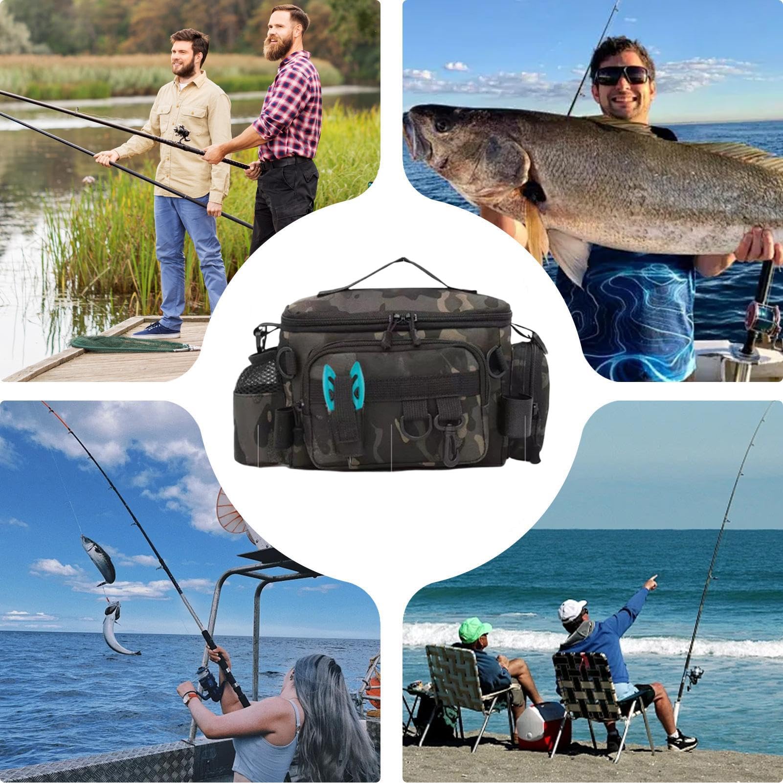 Fishing Bag, Large Capacity Fishing Bag, Fishing Lure Bag, Fishing Rod Carryall, Portable Fishing Bag, Multifunctional Fishing Bag, Fishing Equipment Bag, Fishing Reel Bag, Fishing Bait Carrying Bag