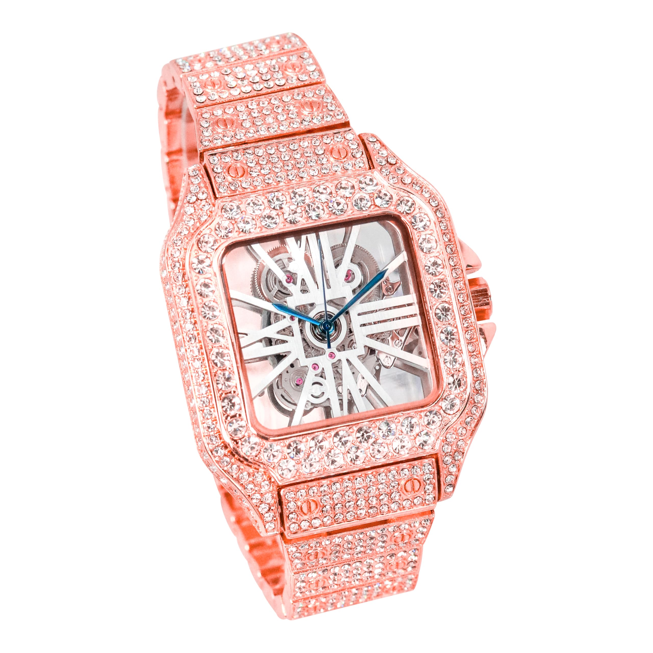 Techno Pave Reloj Cuadrado de Diamante para Hombre de 45 mm