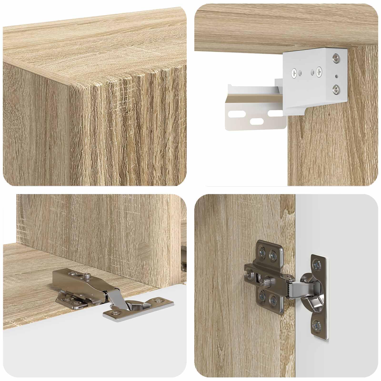 Set 4 Mobiletti TV da Parete Rovere Sonoma Legno Multistrato | Mobile soggiorno salotto porta televisione con ante a cerniera per organizzare decoder e accessori.