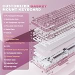 Clavier mécanique de jeu sans fil YUNZII X98 QMK/VIA avec bouton, clavier hot-swappable tri-mode BT5.0/USB-C/2.4GHz, interrupteurs pré-lubrifiés, montage sur joint, rétroéclairage RGB pour Windows/Mac (Rose, interrupteur Snow)