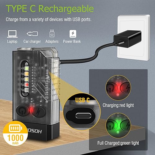 Miniatura 5 de E9 pequeña linterna EDC potente, brillante recargable mini llavero linternas con 365nm UV rojo azul luz 12 modos, luz de flash magnética IPX4