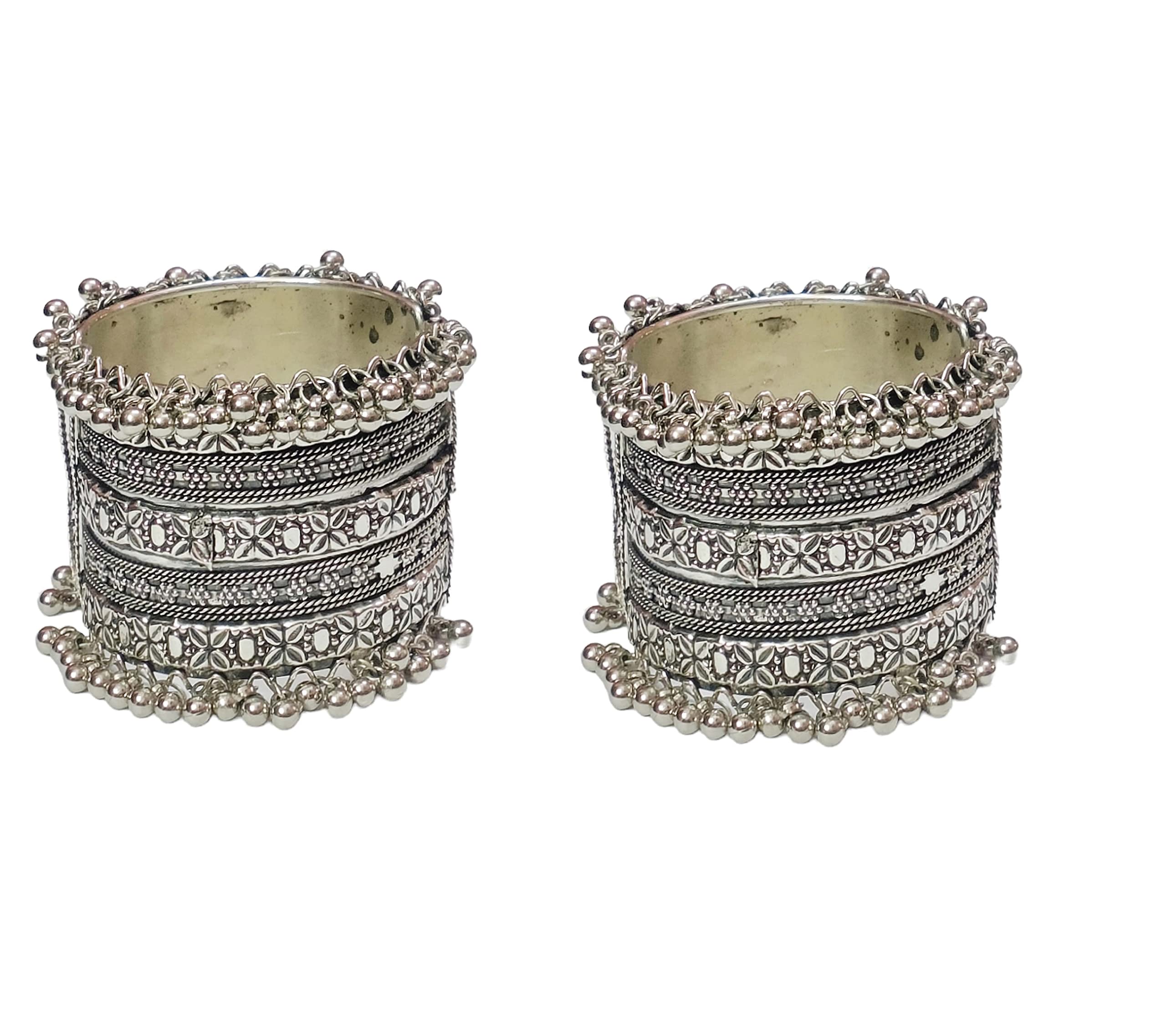 Total Fashion Handmade Oxidised Silver Free Size Afghani Bangle Kada for Women and Girls Pack of 1Pair (B0C3D63S2B) Amazon Price History, Amazon Price Tracker