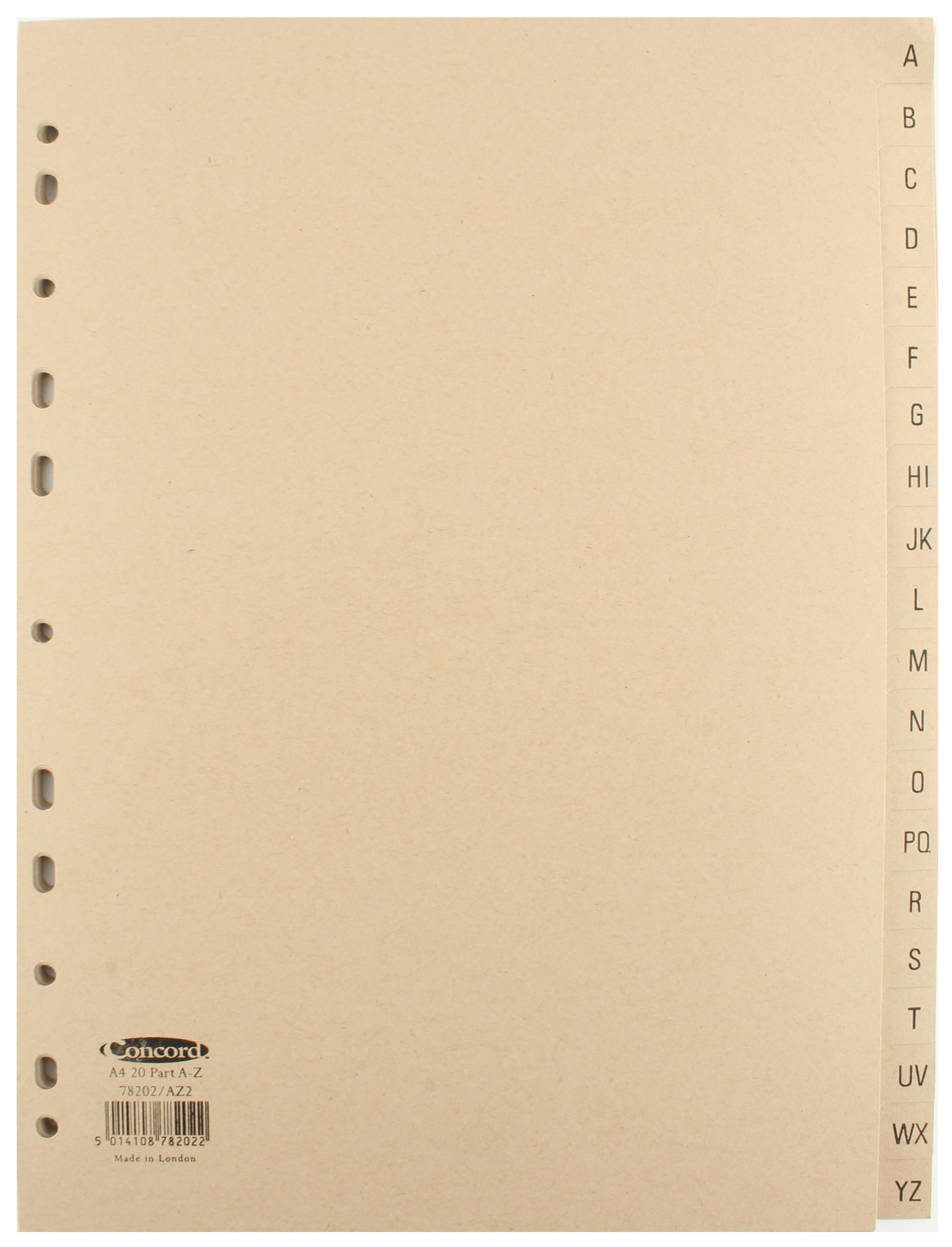 Buff A4 20-Part A-Z Index For A4 Ring Binders or Lever Arch Files