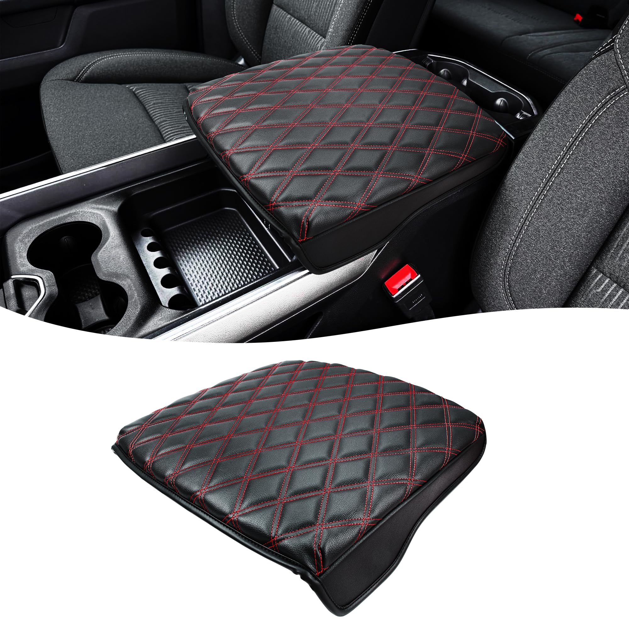 Center Console Cover for Dodge Ram 1500 2019-2026 Bucket Seat Vinyl Leather Interior Accessories Car Armrest Cushion Pad