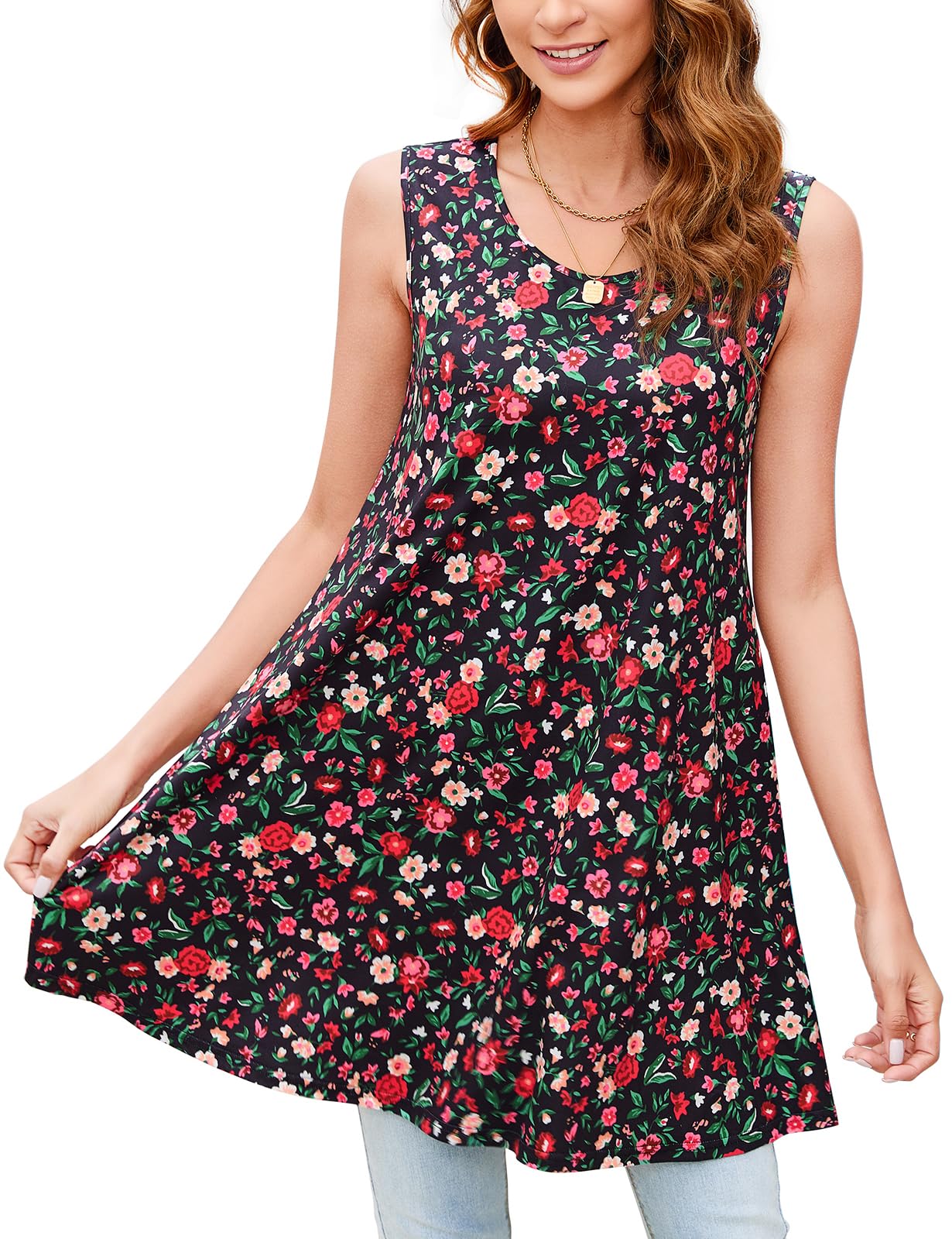 Enmain Camiseta Manga Corta Mujer Blusas de Mujer Elegantes Túnica Tops Larga Verano Cuello Redondo Estampada Flores Paisley Cómoda Fiesta S-3XL