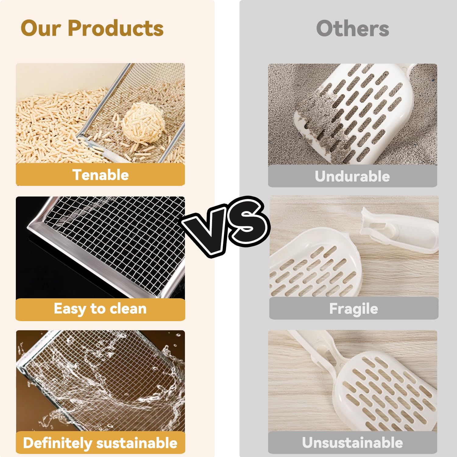 Paletta Lettiera Gatto In Metallo E Legno - Fori 5 Mm, Igienica E Facile Da Pulire - Foto 10