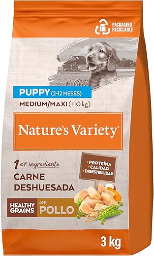 Nature’s Variety – Pienso para perros cachorros medianos y grandes Healthy Grains Nature’s Variety pollo. 3 Kg