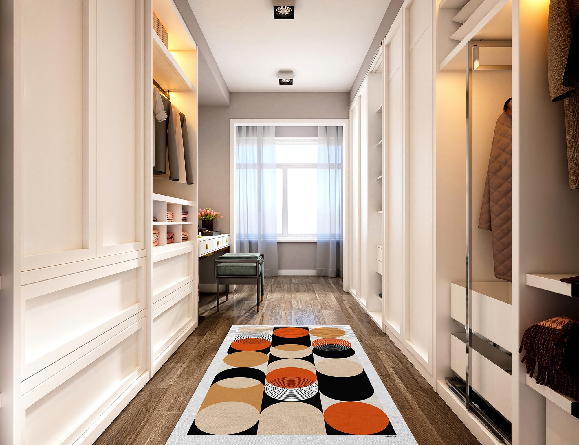 DobleUve Estudio Alfombra Vinílica Orb Noir | Negro | 80x135 cm | Alfombra Cocina Lavable Antideslizante | Alfombra Vinilica | Suelo Vinílico | Alfombra Vinilo Salón