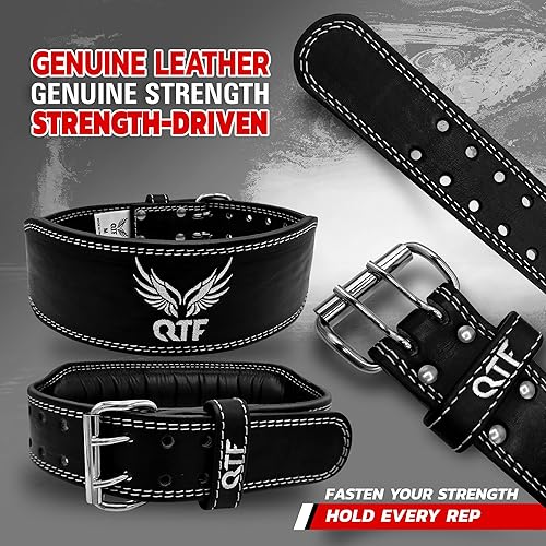 Miniatura 6 de QTF Cinturón de levantamiento de pesas, entrenamiento de gimnasio, soporte lumbar acolchado de cuero de 4 pulgadas para hombres y mujeres, 9