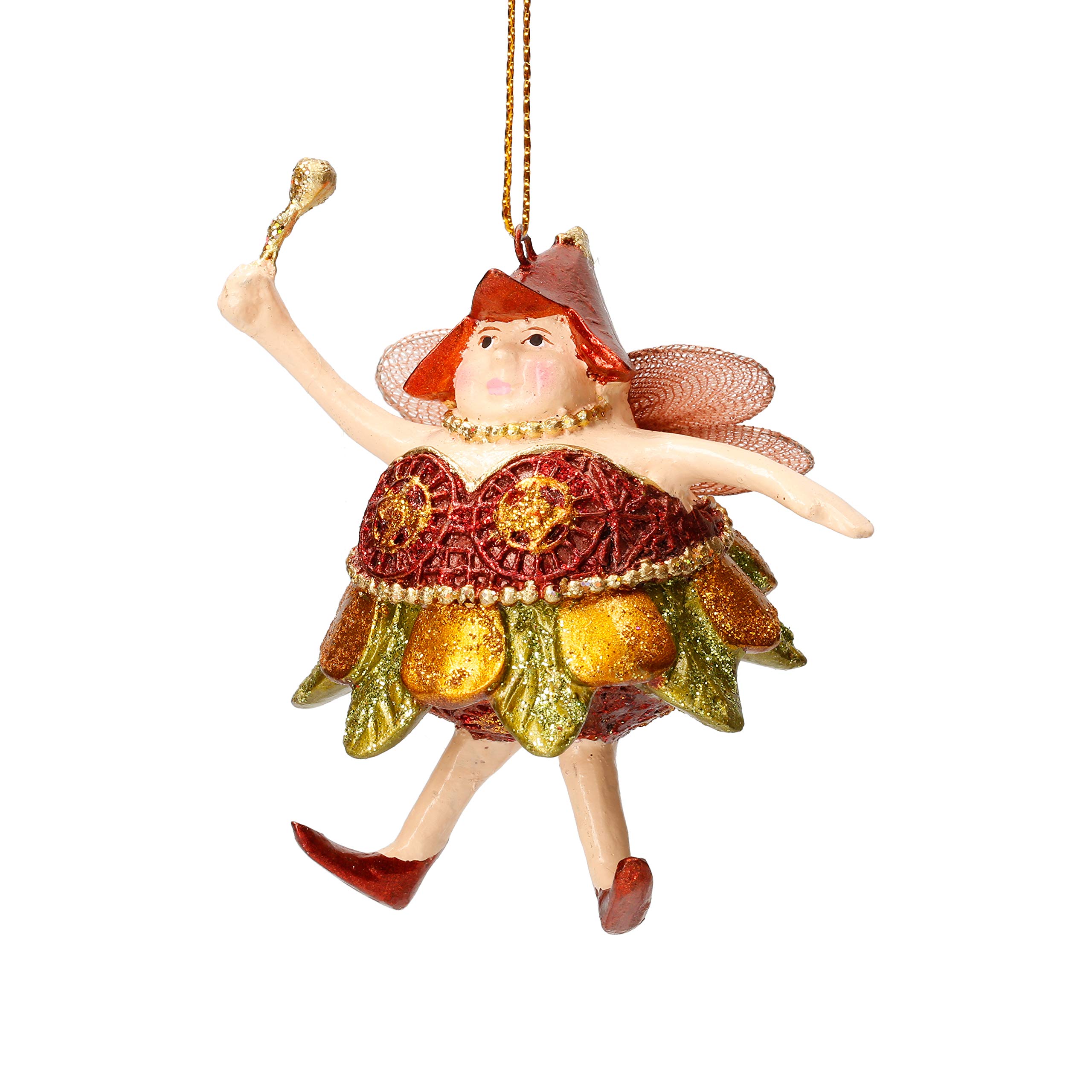 Decorazione Natalizia Elfo Fata Spesso In Resina - Rosso, Bianco, Oro, 15 Cm, Allegro E Festoso
