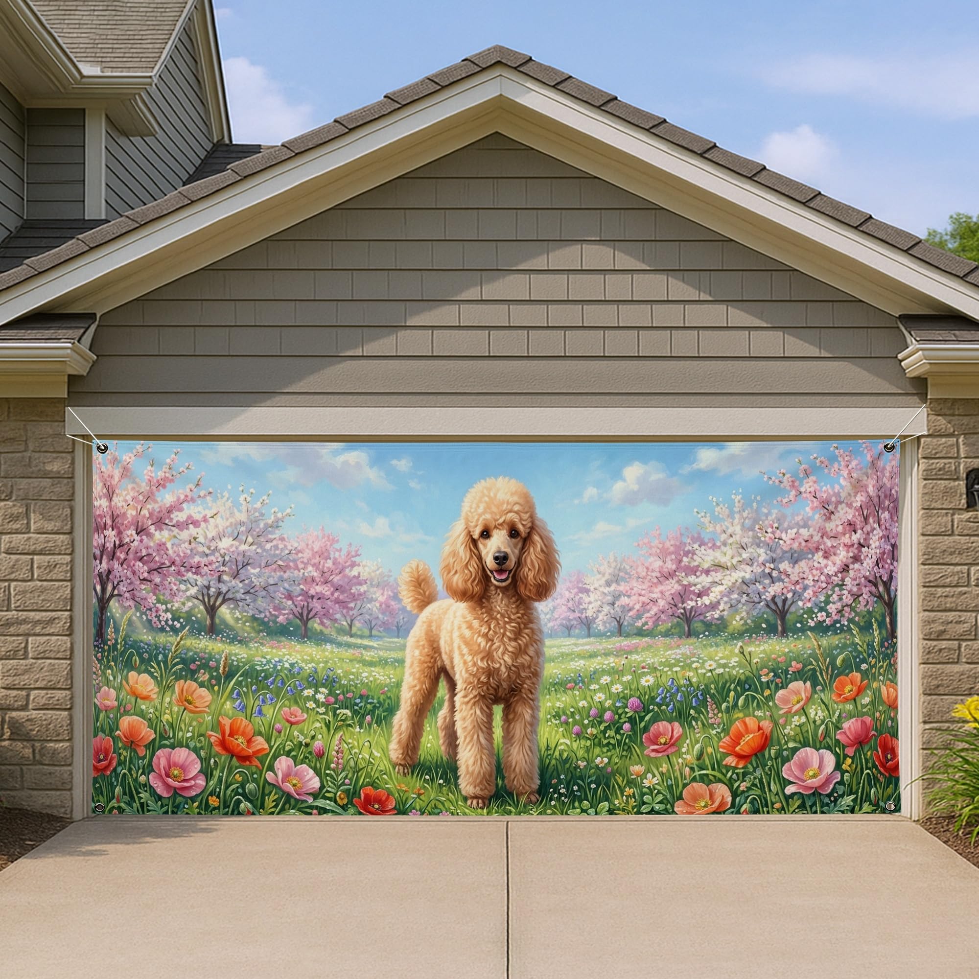 Housse de porte de garage à motif floral printanier pour célébrer Pâques en famille