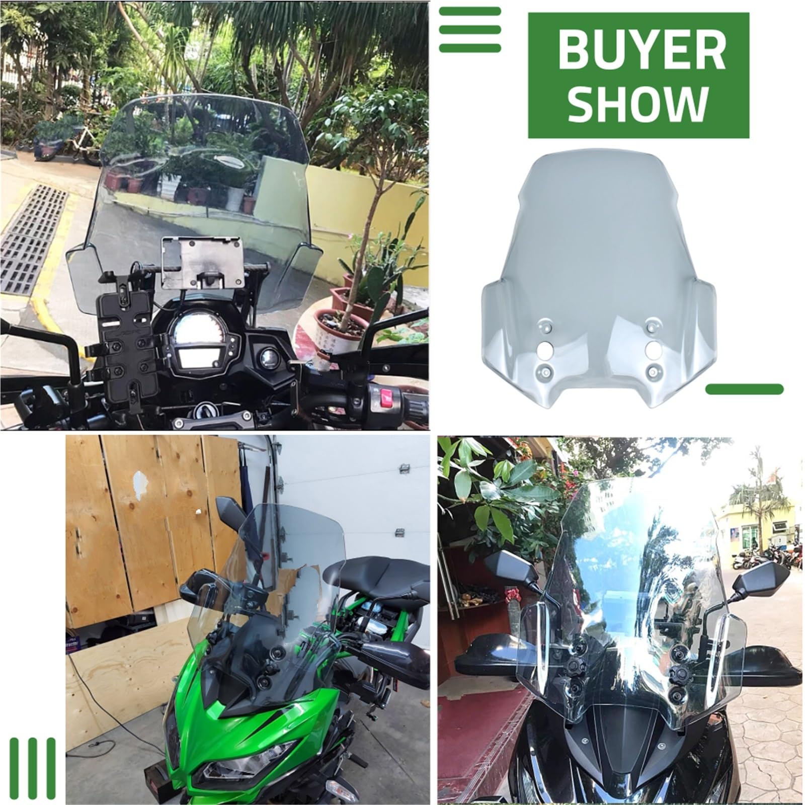 Deflector de Parabrisas para Kawasaki para Versys 1000 2015-2018 para Versys 650 para KLE650 2015-2021 Protector Frontal Deflectores Aire Motor Parabrisas Deflector cupula Moto(Clear)