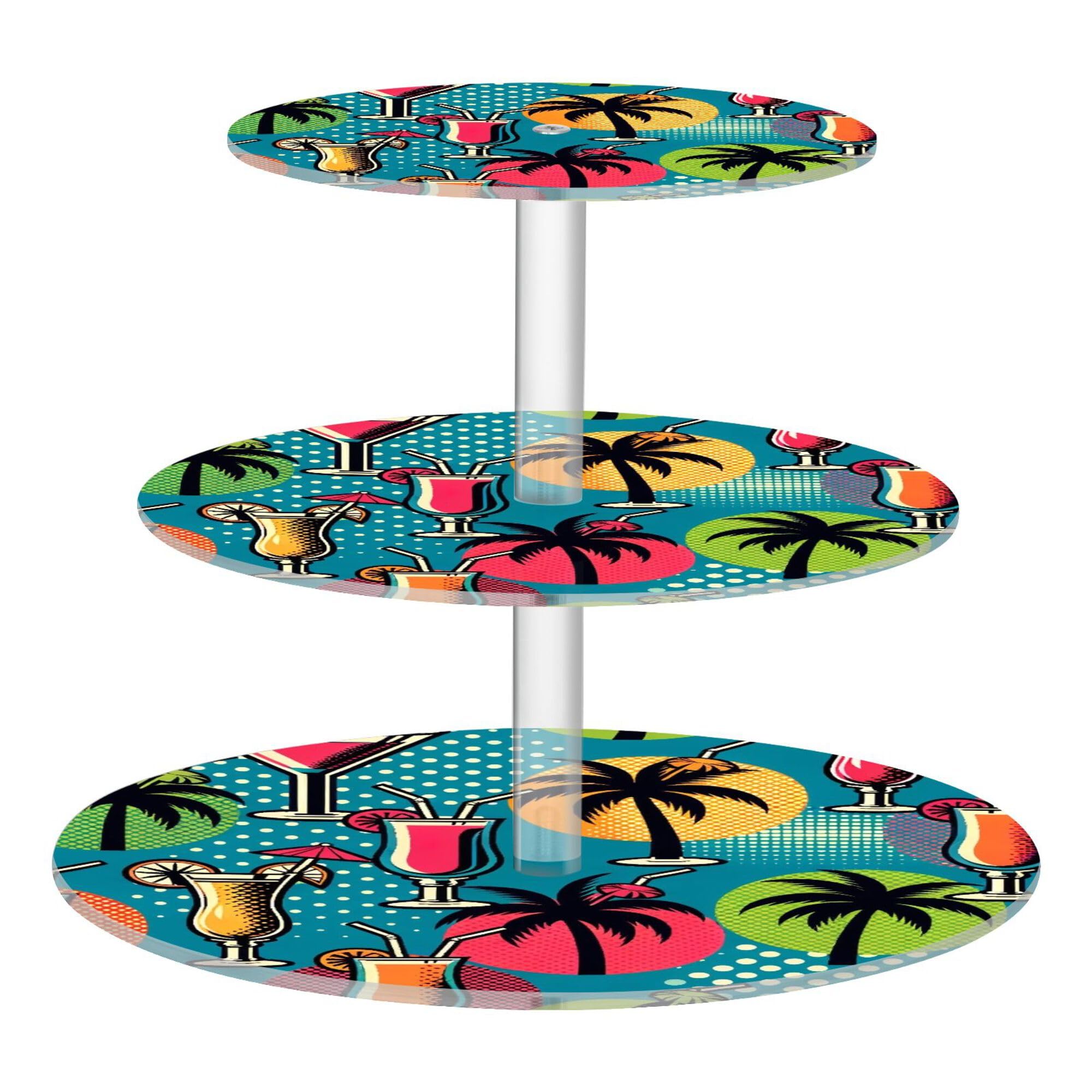 PYBUG Cocktail 3 Tier Acrylic Cupcake Stands Tower,Dessert Table Display Set for Tea Party,Wedding,Birthday, Baby Shower
