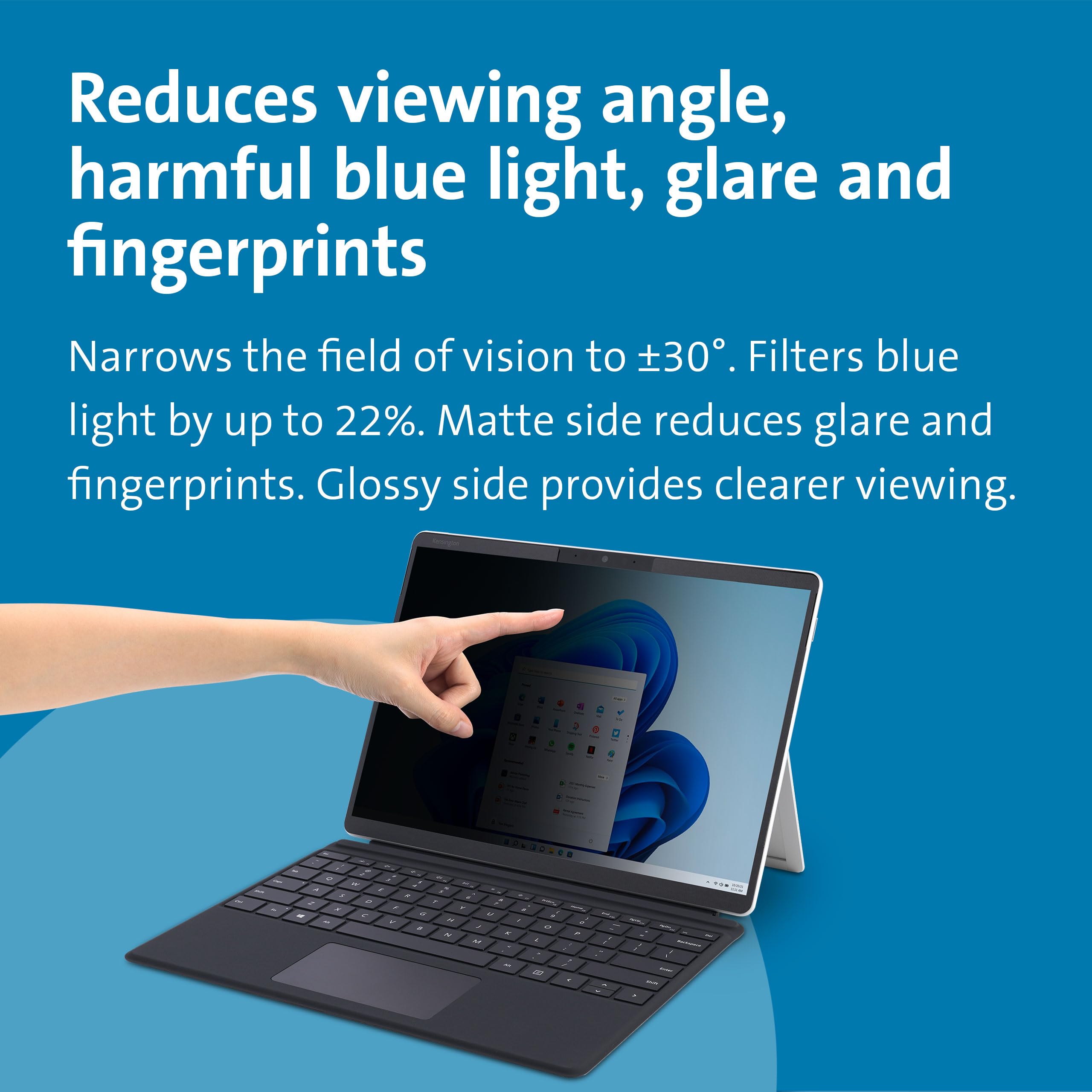 Kensington MagPro Elite Filtro Magnético de Privacidad para Pantallas Microsoft Surface Pro 8 con Reducción de Reflejos y Luz Azul