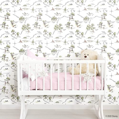 Miniatura 8 de Disney Winnie The Pooh RMK12440RL - Papel tapiz autoadhesivo con mapa de madera de 100 acres