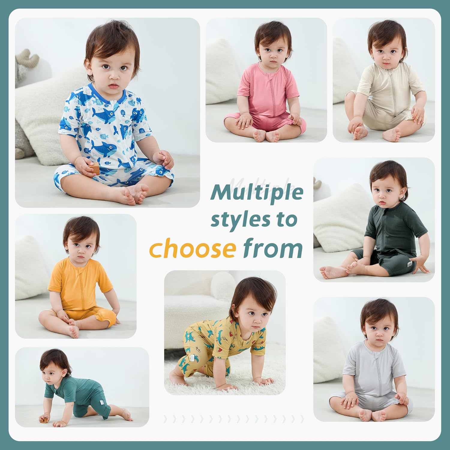 MICHLEY Baby Bamboo Viscose Short Sleeve Summer Romper 2 Pack, Unisex Newborn Zipper Bodysuit Toddler Clothes 0-24M - Image 7