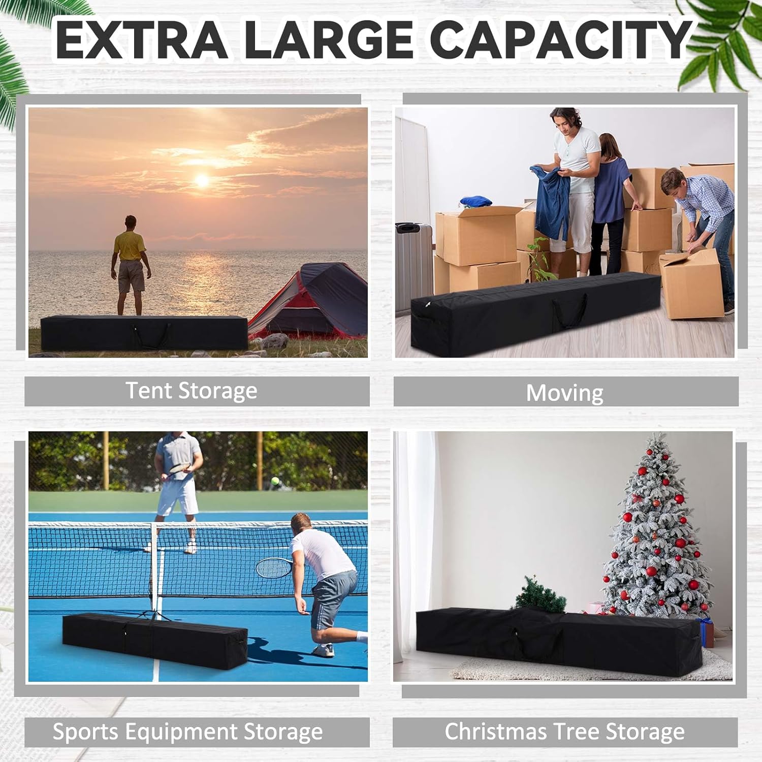 83 x 16 x 12 Inch, 260 L Extra Large Duffle Bag Camping Tent Storage Bag Heavy Duty Waterproof Sports Equipment Carrying Case for Tent Pole Travel Canopy Hammock Tripod Fishing Outdoor Moving - Image 5