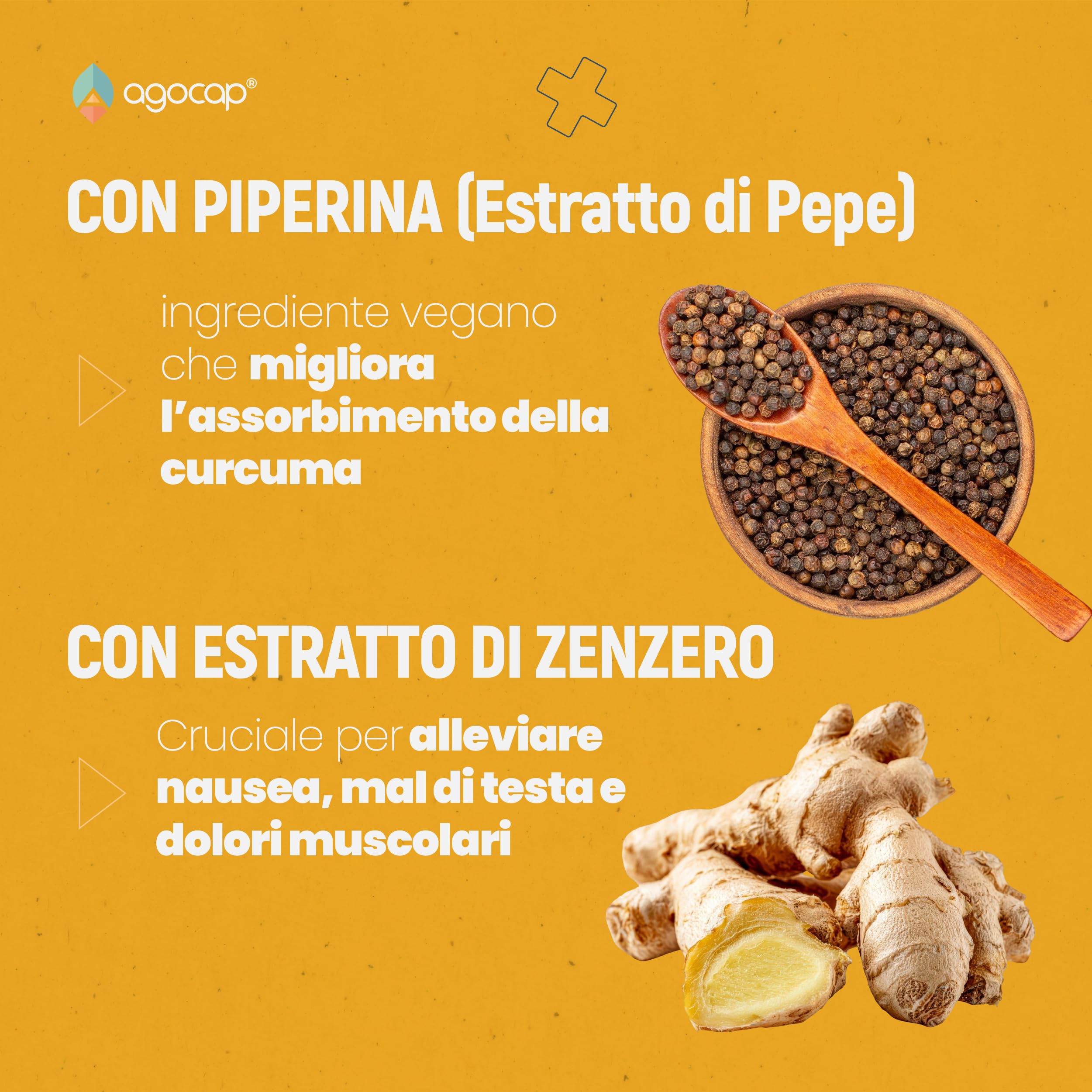 CURCUMA - Curcuma e Piperina, 60 compresse con estratto di curcumina e zenzero. Curcume Naturale + Piperina e Pepe Nero. Curcumina Vegana, Integratore - Made in Italy