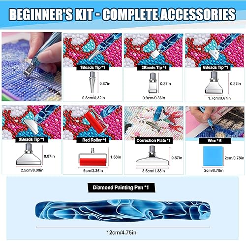 Miniatura 4 de Heyseri Juego de herramientas de accesorios para bolígrafos de pintura de diamante, bolígrafo ergonómico con exquisitas puntas de metal de acero