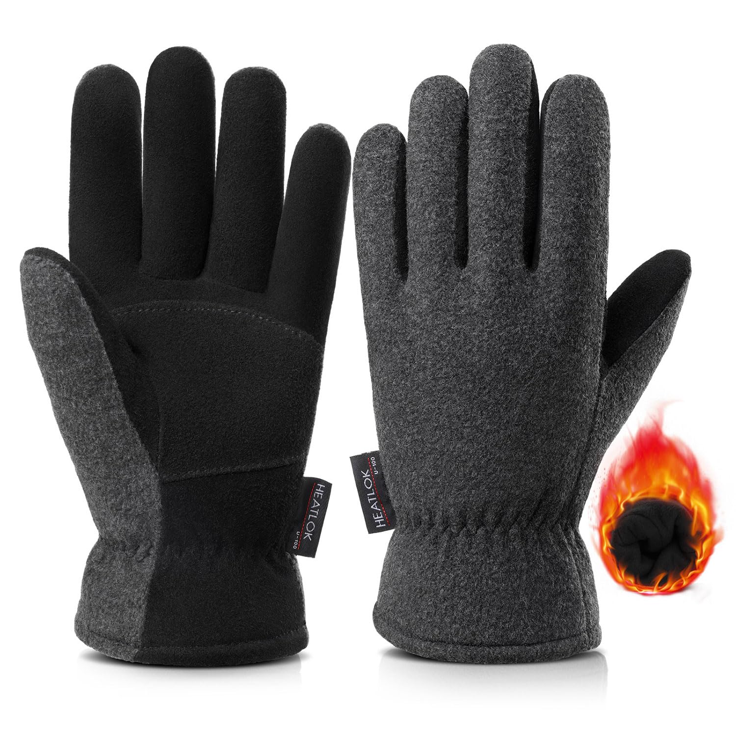 OZERO Winter Gloves for Men & Women | -30? Warm Thermal Running Cycling and Work Gloves for Men Cold Weather | Deerskin and Polar Fleece Insulated Winter Gloves Men