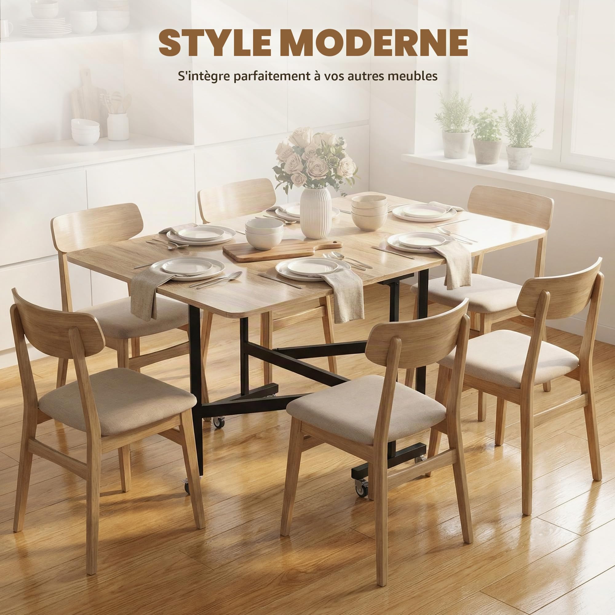 HOMCOM Table Pliante 4-6 pers. 120x80x73 cm chêne+Noir
