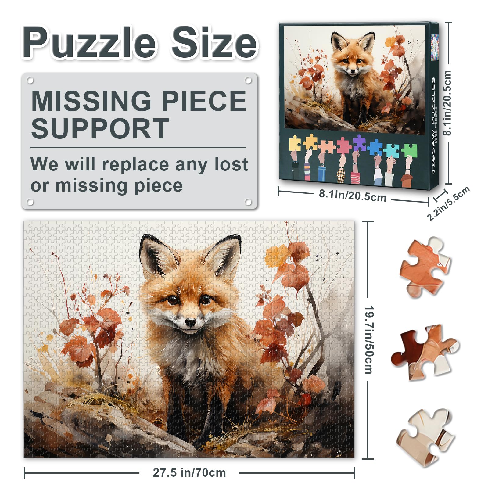 1000 Piece Jigsaw Puzzle for Adults Fox Folklore Therapy Art with Autumnal Chromatic Neuropruning & Seasonal Cortisol Reset Woodland Décor 27.5x19.7 Inch - Image 3