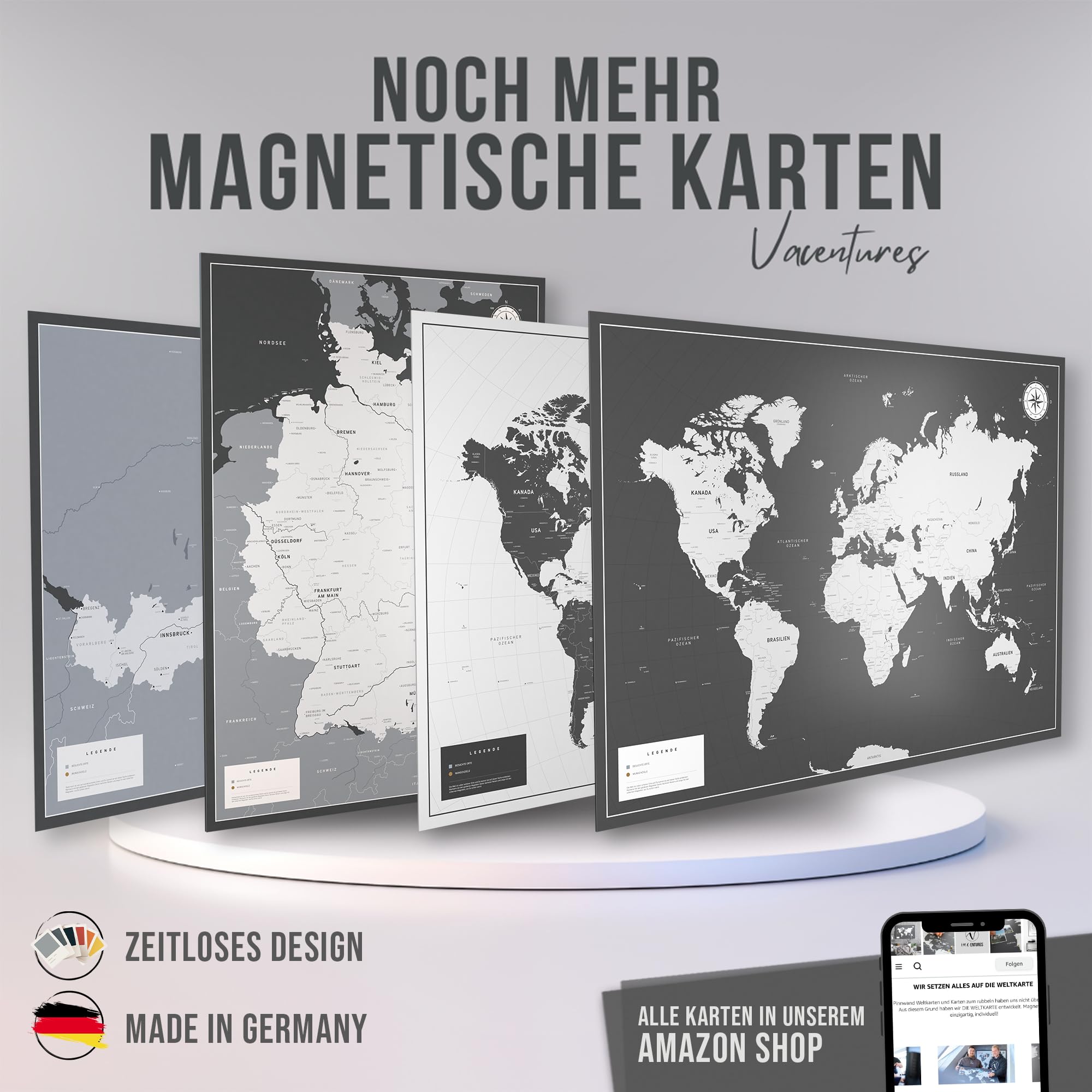 Magnetische Pinnwand Europakarte inkl. 2 x 15 magnetische Pins I Markiere Deine Reiseziele I Sammel Fotos und Magnete I Magnet Poster (XL (84x59cm))